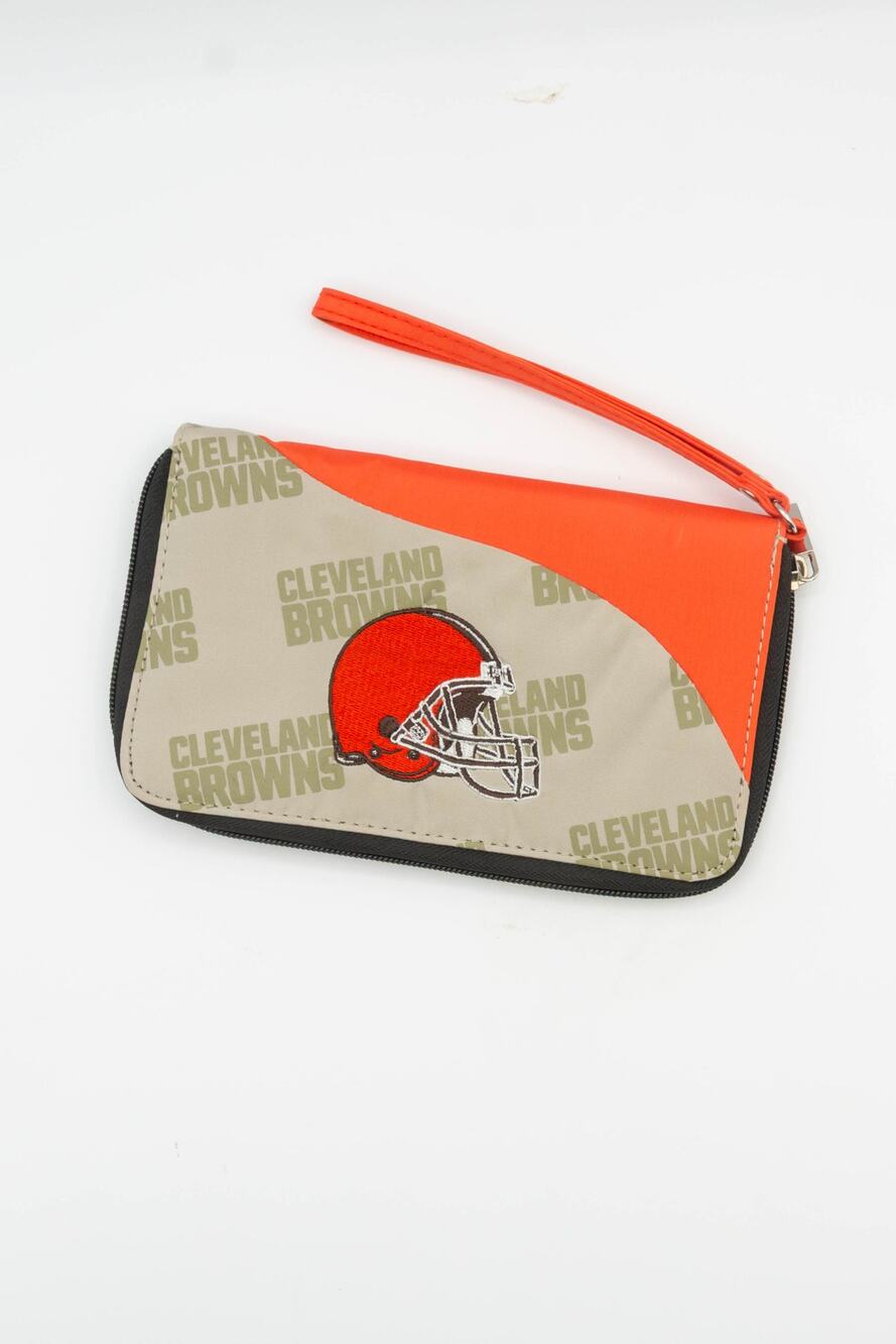 Cleveland Browns NFL Curve Zip Organizer Wallet Orange Gray Wristlet Littlearth